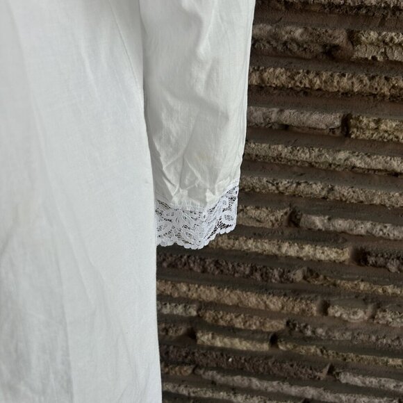 Mum's & Blossums Vintage White Button Front Chemise Cotton Nightgown Size Small - Picture 6 of 10